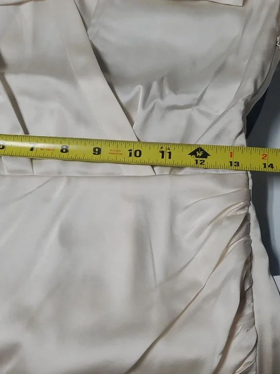 NWT Avra Agata Satin Faux Wrap Mini Dress Size XS Off White Feminine Wedding - Picture 14 of 16